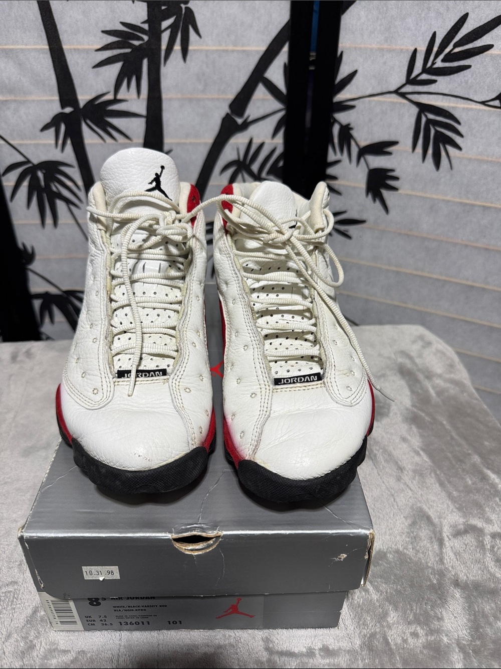 Jordan White with Red & Black Accents Retro Hoops Sneakers